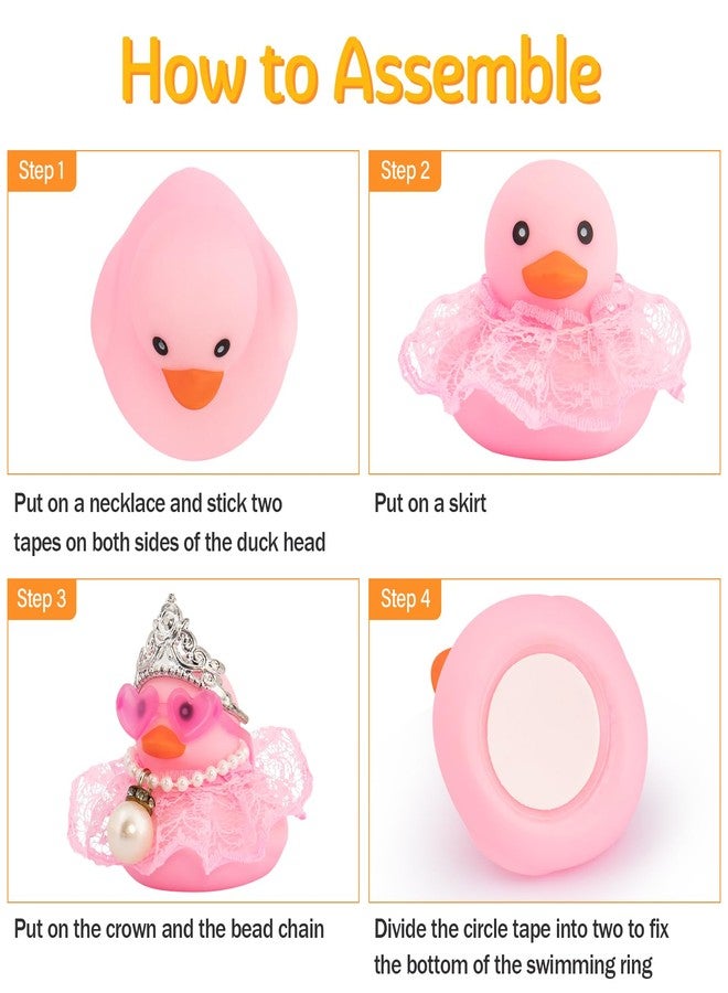 wonuu Car Rubber Duck Decoration Pink Car Accessories for Dashboard, Pink Pearl String - Image 2